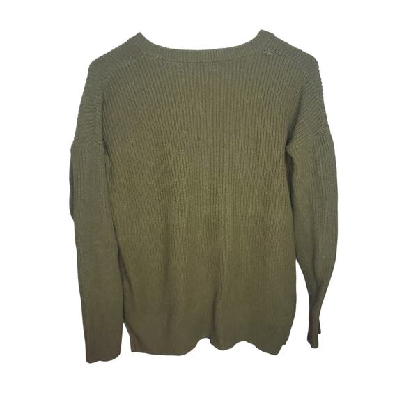 Madewell Thompson Pocket Pullover Sweater Olive Green Pullover Ribbed Women's XS - Picture 10 of 14